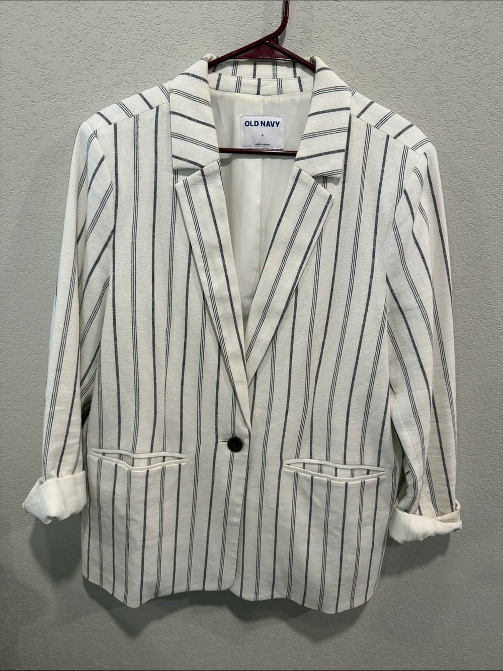 Old Navy White Blazer with Black Pinstripes